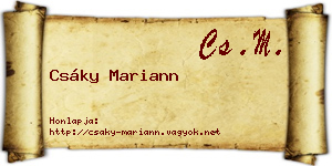 Csáky Mariann névjegykártya